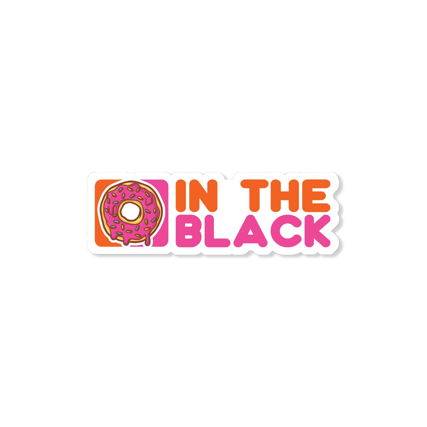 Dunkin’ Donuts sticker. In the black Dunkin’ Donuts. Pink frosted donut