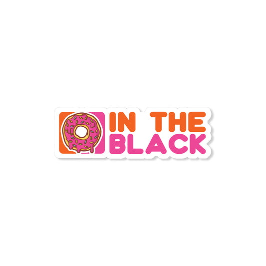 Dunkin’ Donuts sticker. In the black Dunkin’ Donuts. Pink frosted donut