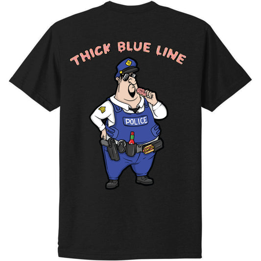 thick blue line, thin blue line, cops, law enforcement t shirt, pink frosted donut, dunkin donuts